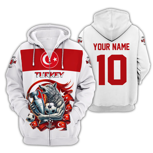Unisex Shirt, Custom Name and Number Turkey Football Polo Shirt, Euro 2024 Turkey Football Hoodie Long Sleeve Shirt