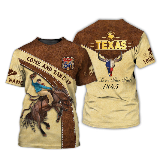 Unisex Shirt, Custom Name Texas T-Shirt, Texas 1845, Come and Take It, Texas Shirt