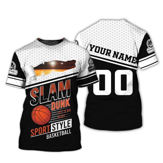 Herren-Shirt, individuelles Basketball-T-Shirt mit Namen und Nummer, Slam Dunk Sport-Stil, Geschenk für Basketballspieler
