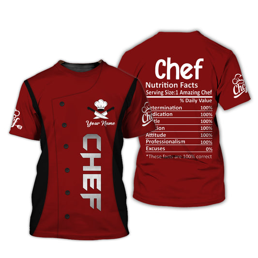 Unisex-Shirt, individuelles Namensshirt für Chefkoch, Nährwertangaben für Chefkoch, Kochbekleidung