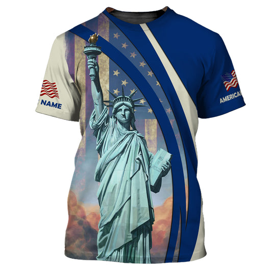 Unisex Shirt, American Pride Shirt mit individuellem Namen, Freiheitsstatue T-Shirt