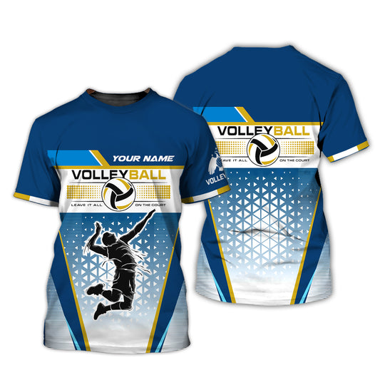 Herren-Shirt, individuelles Volleyball-Shirt, „Lass alles auf dem Platz“, T-Shirt für Volleyball-Team, Geschenk für Volleyball-Spieler