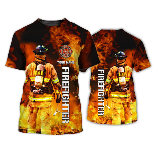Unisex Shirt - T-Shirt mit individuellem Namen - Personalisiertes Feuerwehrmann-Shirt - Geschenk für Feuerwehrmann 