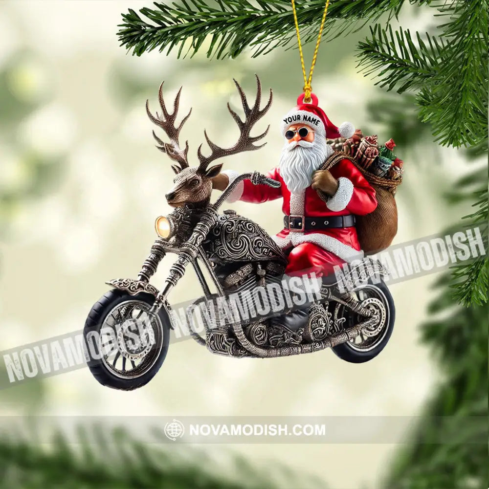 Moto Santa Home Decor Christmas Ornament Personalized