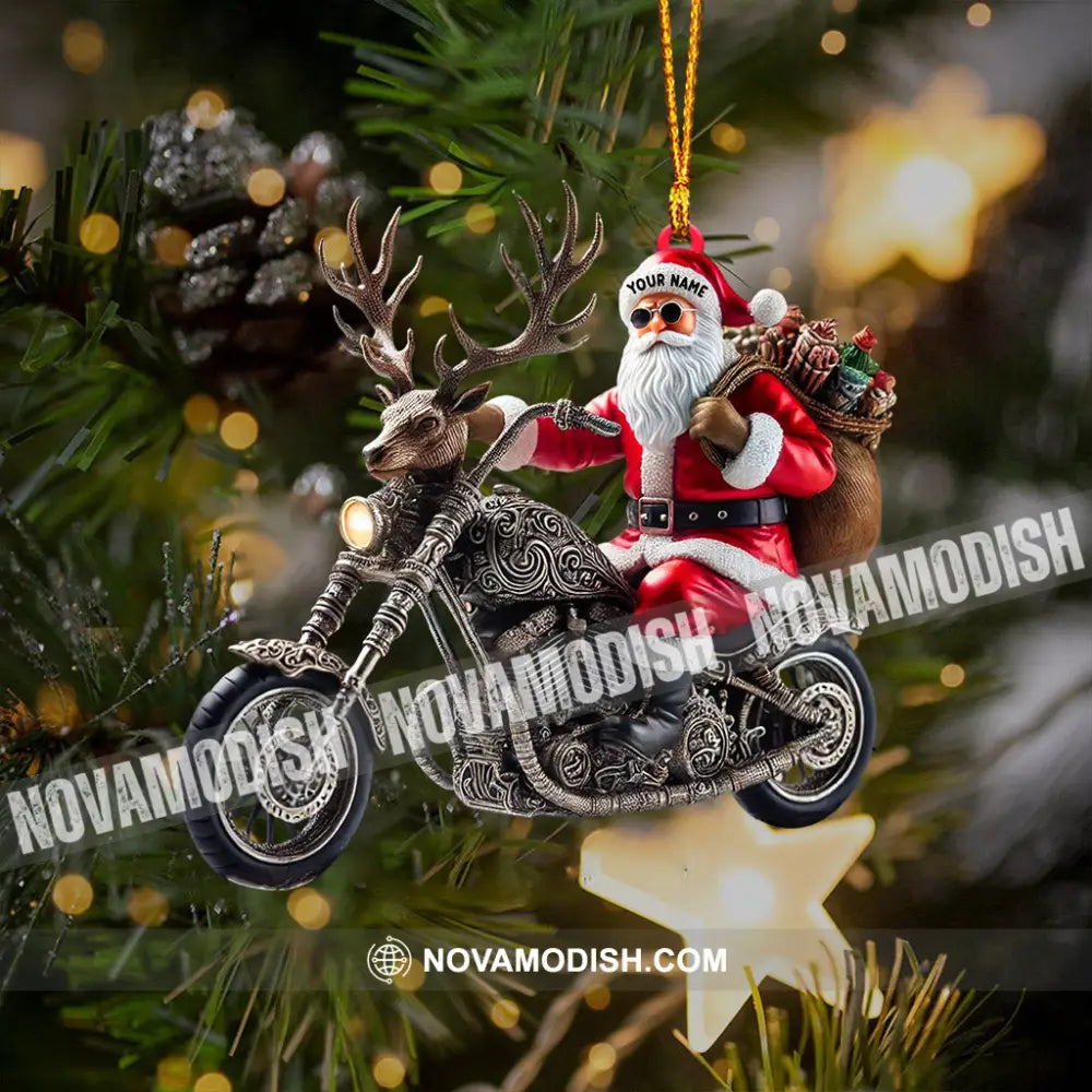 Moto Santa Home Decor Christmas Ornament Personalized