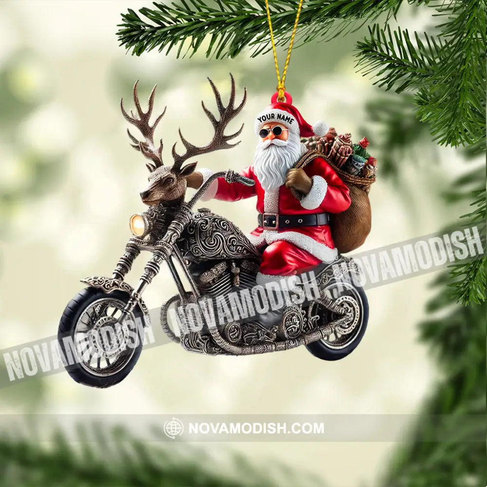 Moto Santa Home Decor Christmas Ornament Personalized