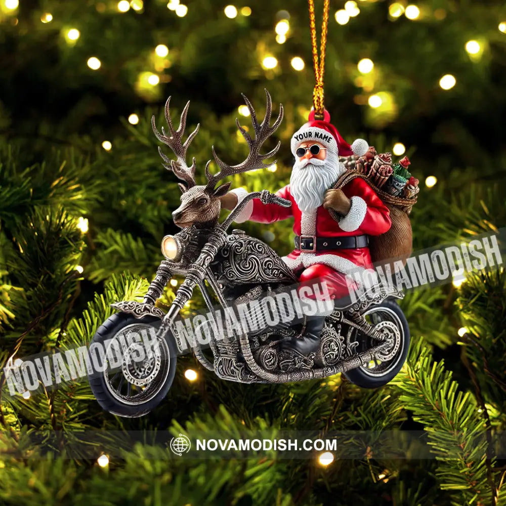 Moto Santa Home Decor Christmas Ornament Personalized