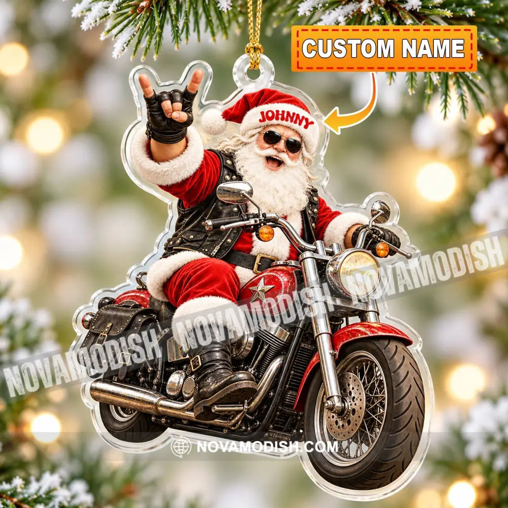 Mountain Bike Santa Home Decor Christmas Ornament Personalized Ornament - 3.54’’ / 1 Ornament - Ornament