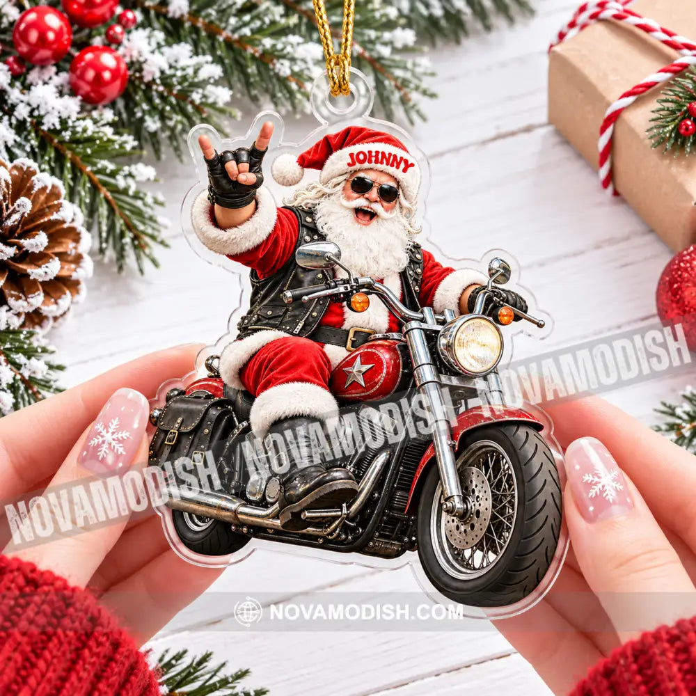 Mountain Bike Santa Home Decor Christmas Ornament Personalized Ornament - Ornament