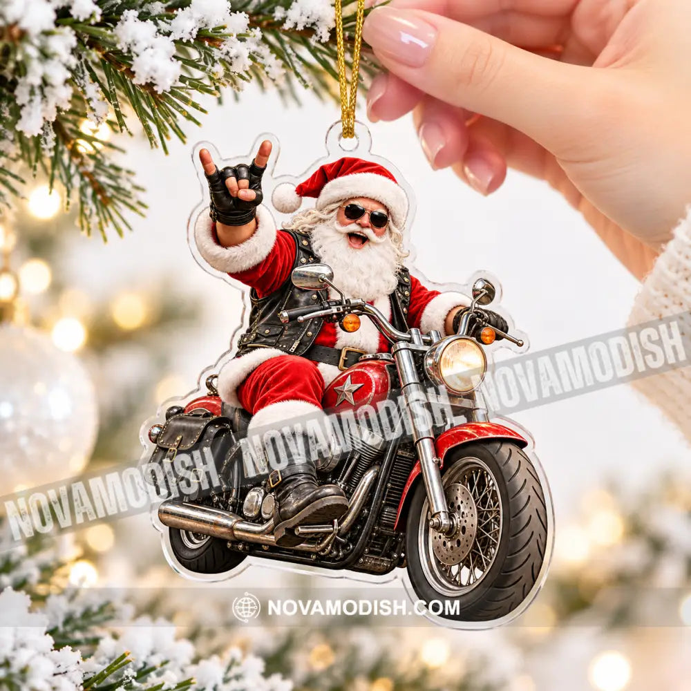 Mountain Bike Santa Home Decor Christmas Ornament Personalized Ornament - Ornament