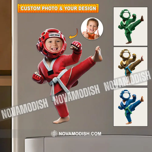 Name And Face Taekwondo Fridge Magnet - Personalized 3.54’’ / 1 Piece