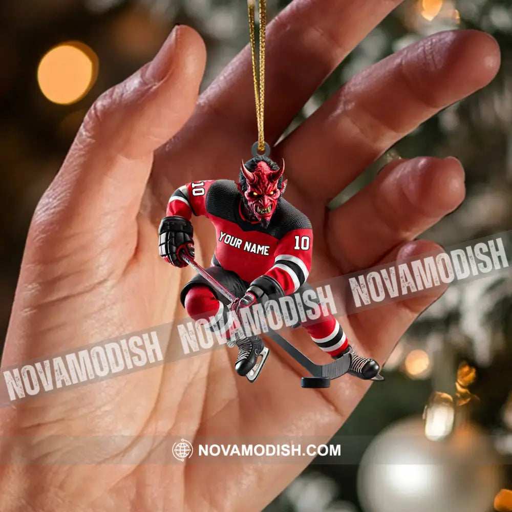 New Jersey Devils Hockey Christmas Ornament Personalized