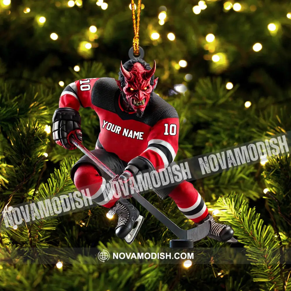 New Jersey Devils Hockey Christmas Ornament Personalized