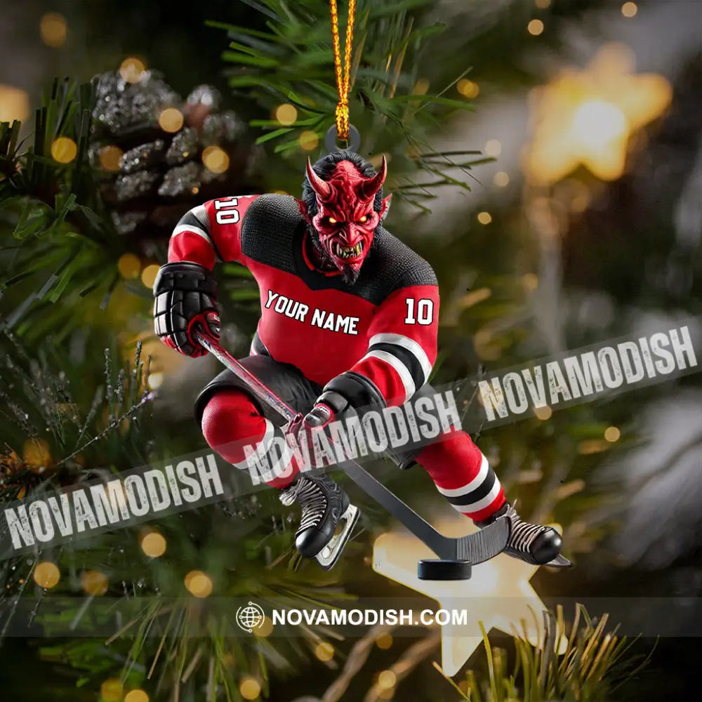 New Jersey Devils Hockey Christmas Ornament Personalized