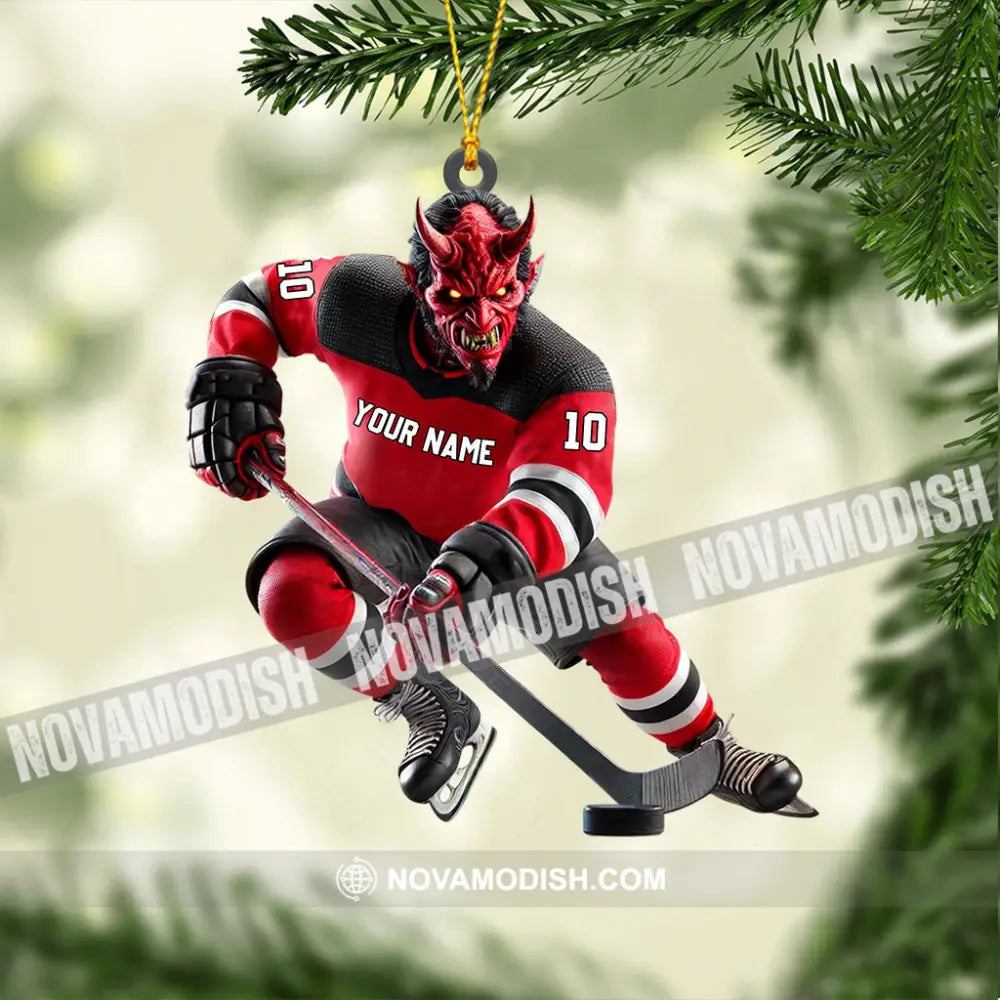 New Jersey Devils Hockey Christmas Ornament Personalized