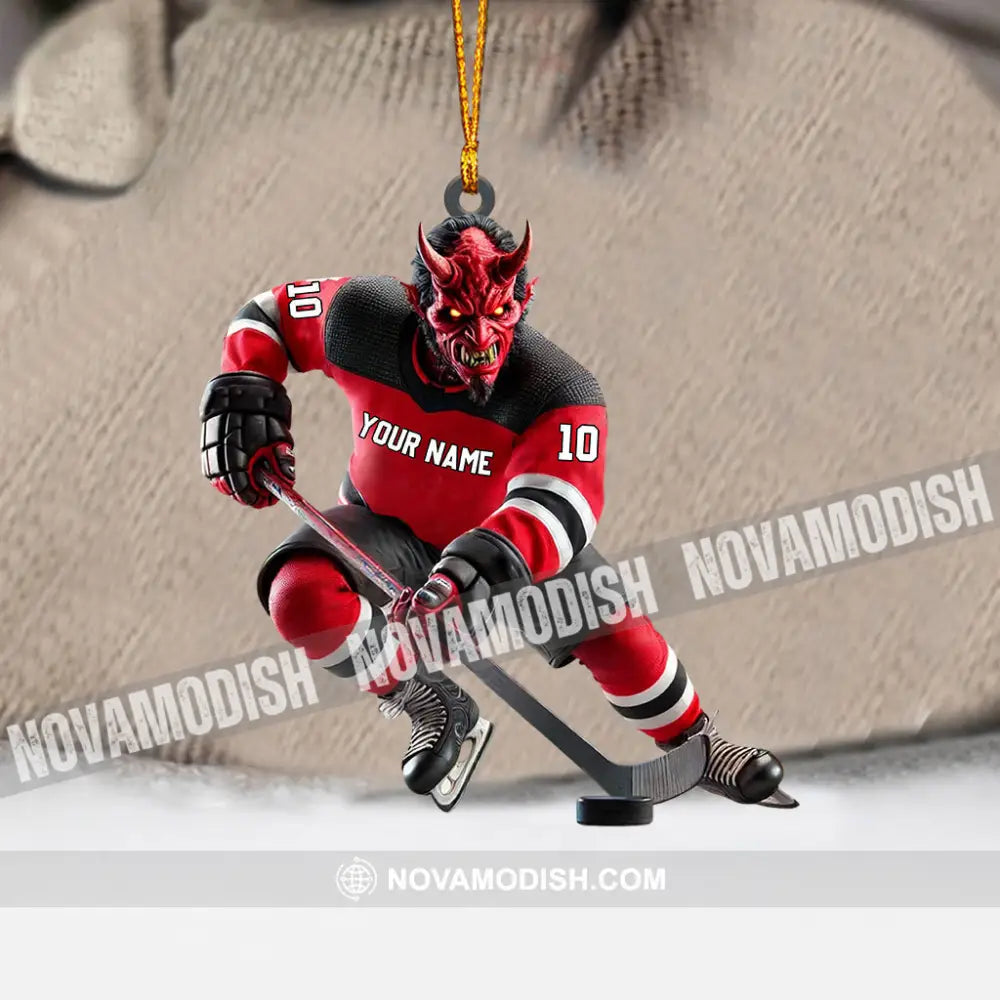 New Jersey Devils Hockey Christmas Ornament Personalized