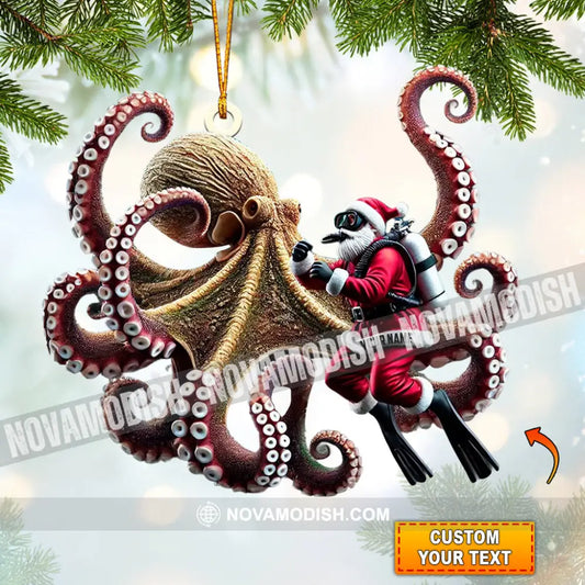 Octopus And Santa Home Decor Christmas Ornament Personalized 3.54’’ / 1