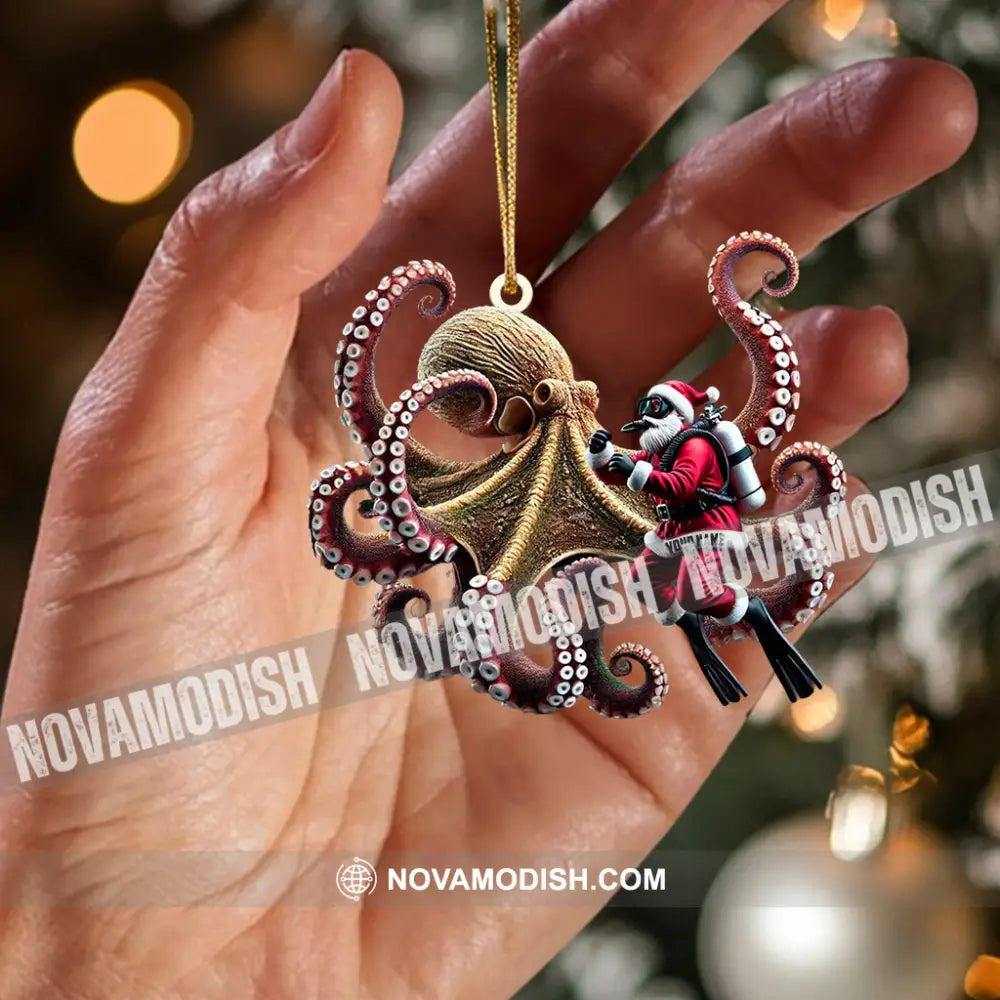 Octopus And Santa Home Decor Christmas Ornament Personalized