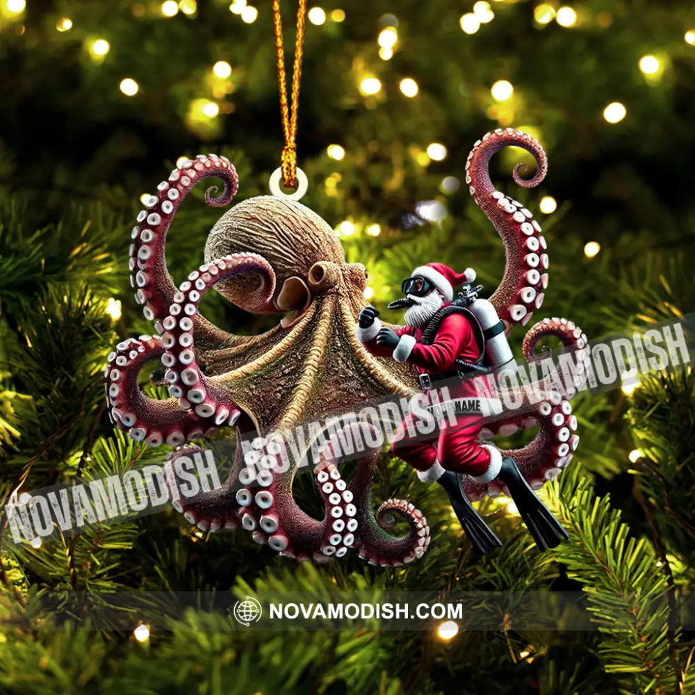 Octopus And Santa Home Decor Christmas Ornament Personalized