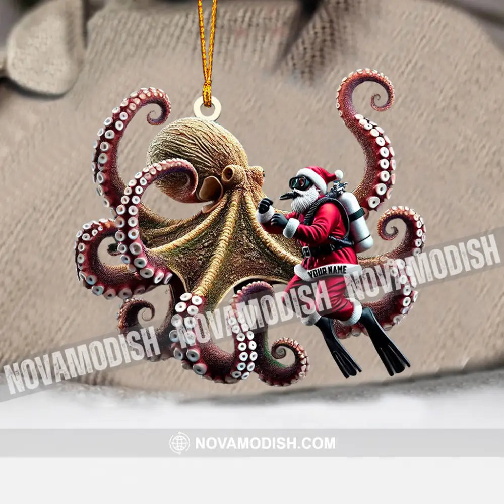 Octopus And Santa Home Decor Christmas Ornament Personalized