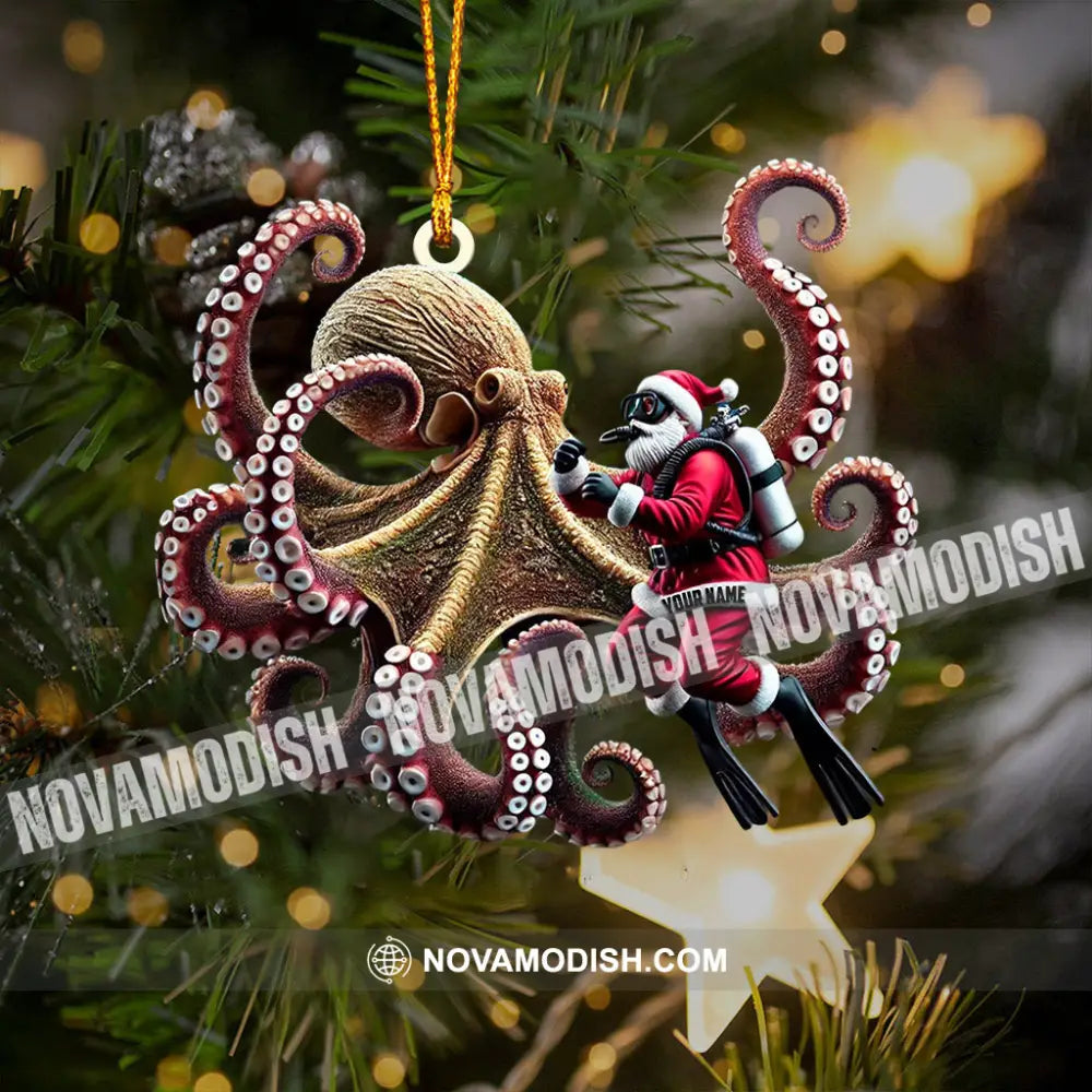 Octopus And Santa Home Decor Christmas Ornament Personalized