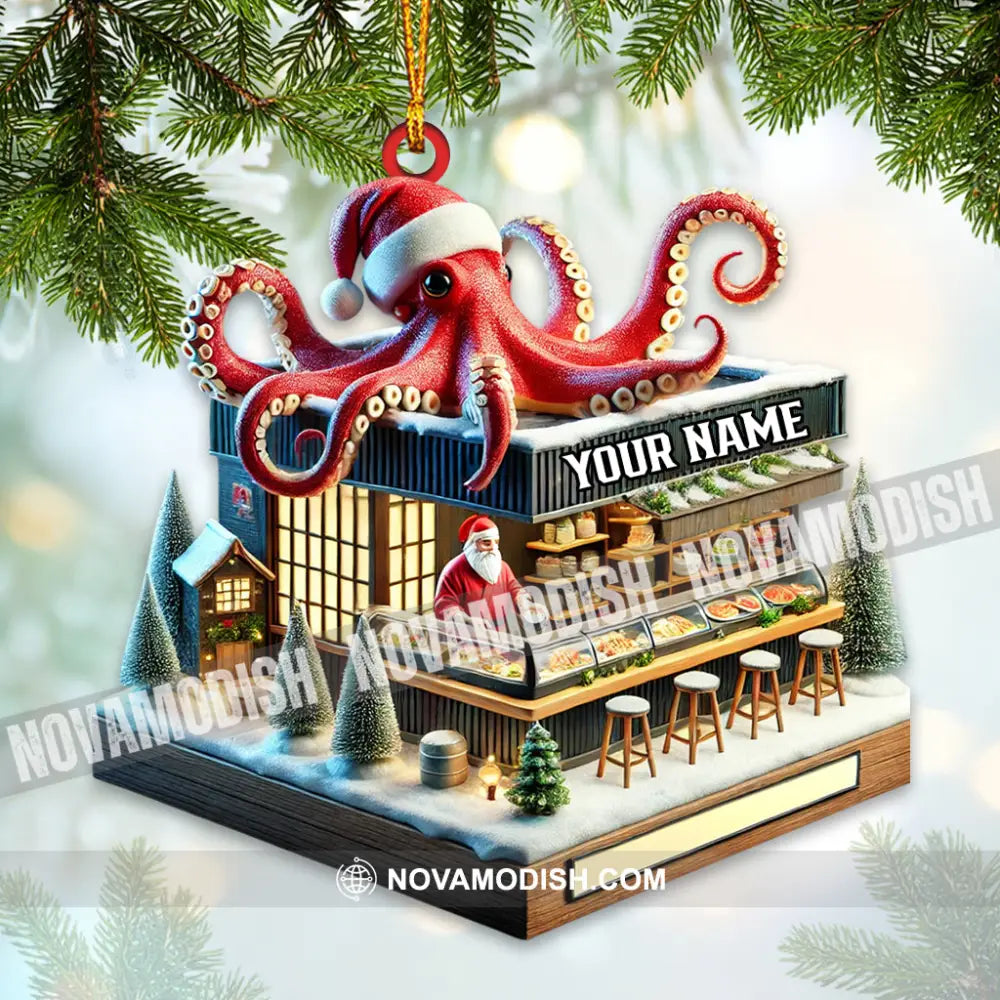 Octopus Santa Bar Home Decor Christmas Ornament Personalized