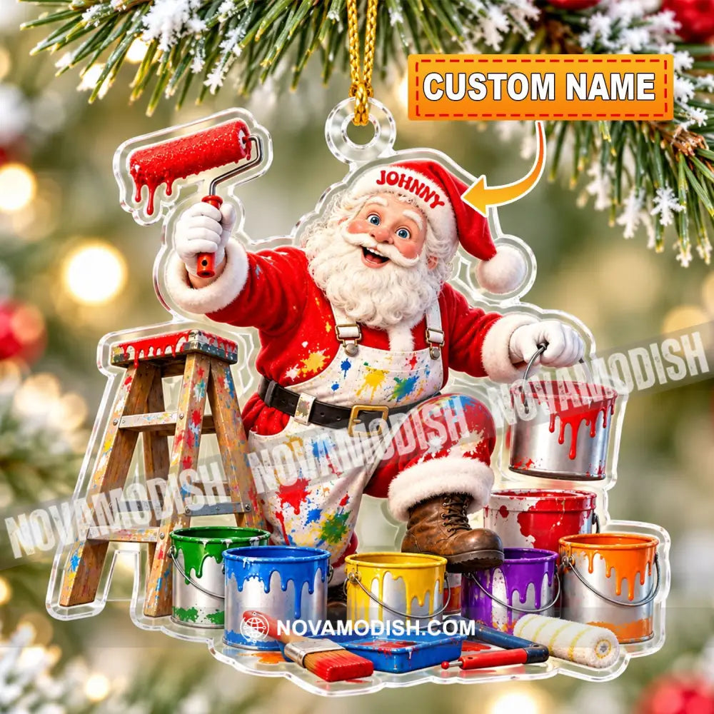 Painter Santa Home Decor Christmas Ornament Personalized Ornament - 3.54’’ / 1 Ornament - Ornament