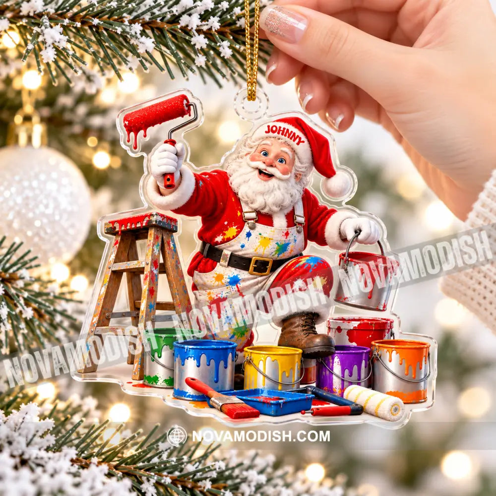 Painter Santa Home Decor Christmas Ornament Personalized Ornament - Ornament