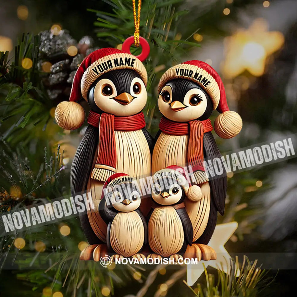 Penguin Family Christmas Ornament Personalized