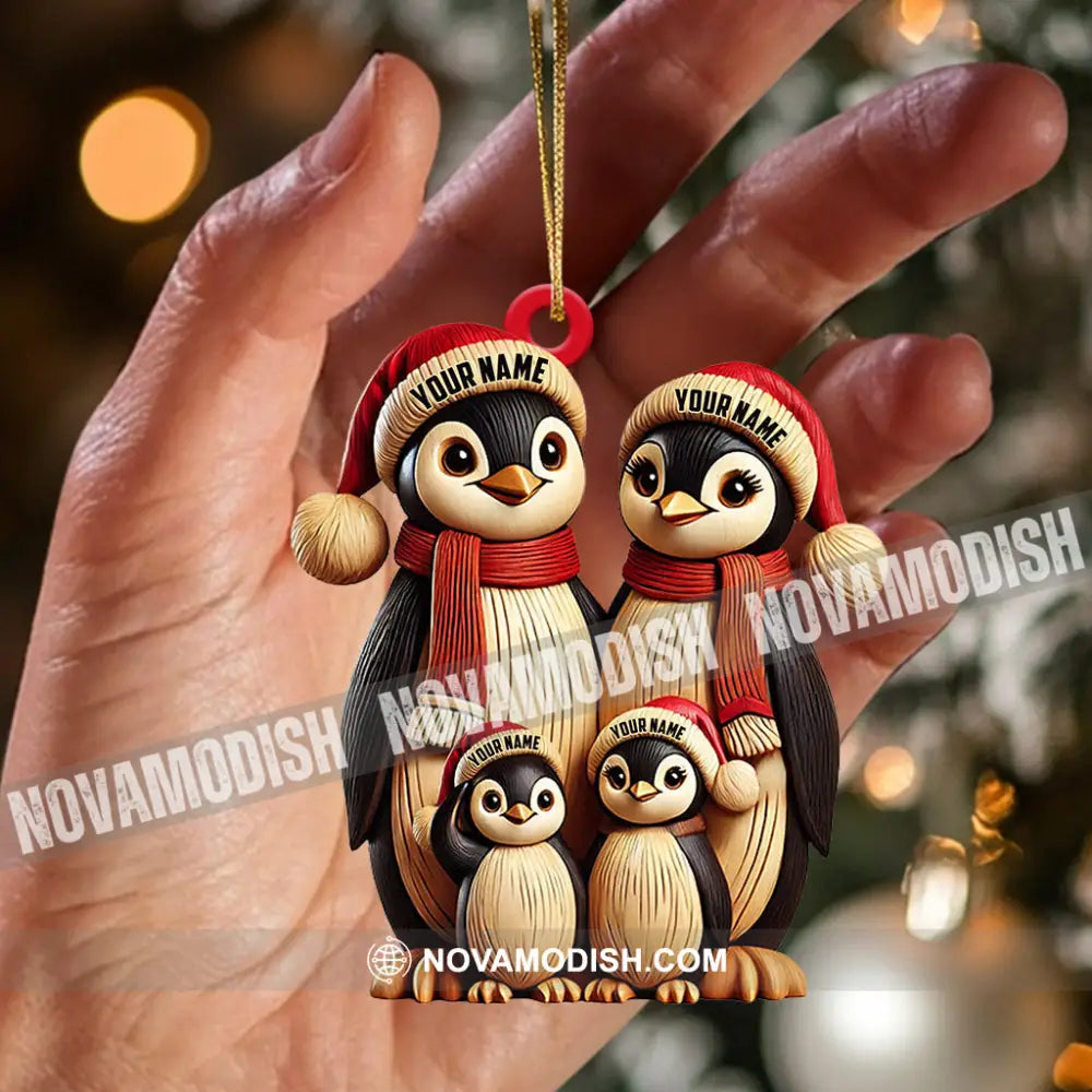 Penguin Family Christmas Ornament Personalized