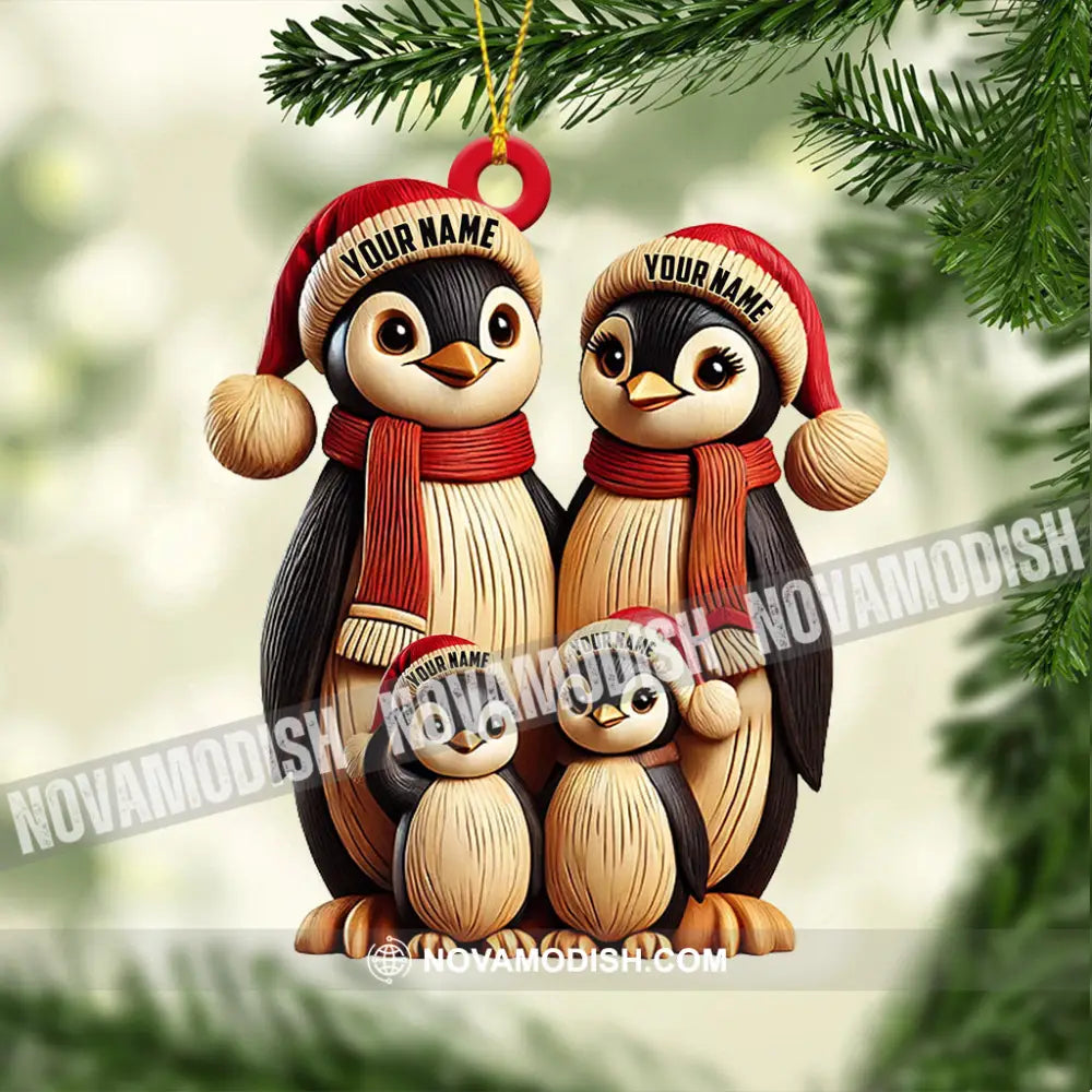 Penguin Family Christmas Ornament Personalized