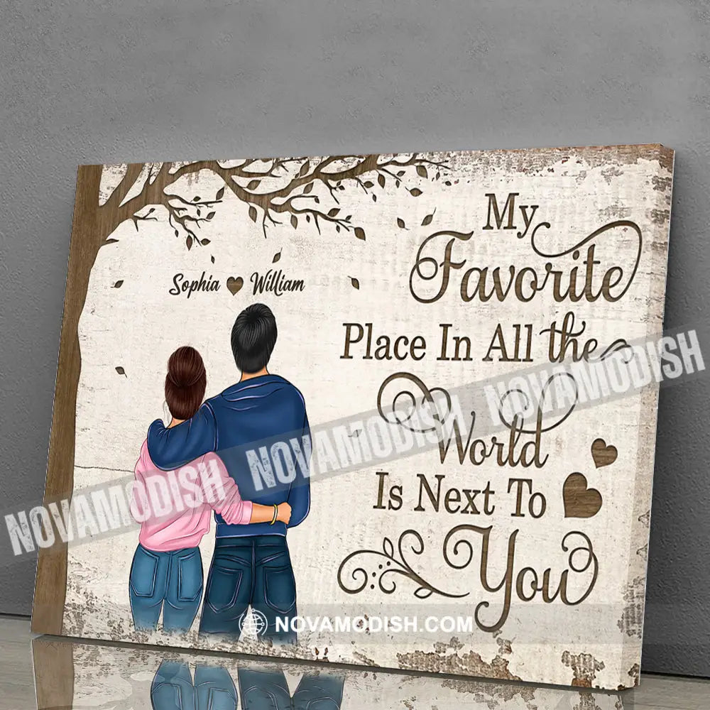 Personalized Appearances And Texts Canvas - Couple Next To You Family Decor Gift 12 X 8 Inch T-Shirt