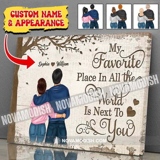 Personalized Appearances And Texts Canvas - Couple Next To You Family Decor Gift T-Shirt