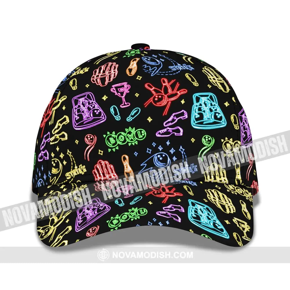 Personalized Cap Customized Bowling Strike Ne-on Classic Cap CLASSIC CAP / UNIVERSAL FIT Cap