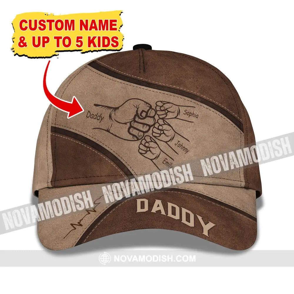 Personalized Classic Cap - Outline Fist Bump Daddy Father’s Day Gift For Dad Grandpa Husband T-Shirt