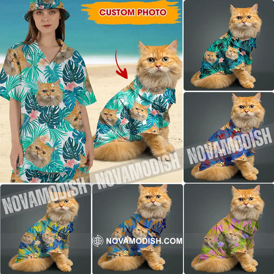 Personalized Cutie Kitty Hawaiian Shirt Custom Pet Photo Gift