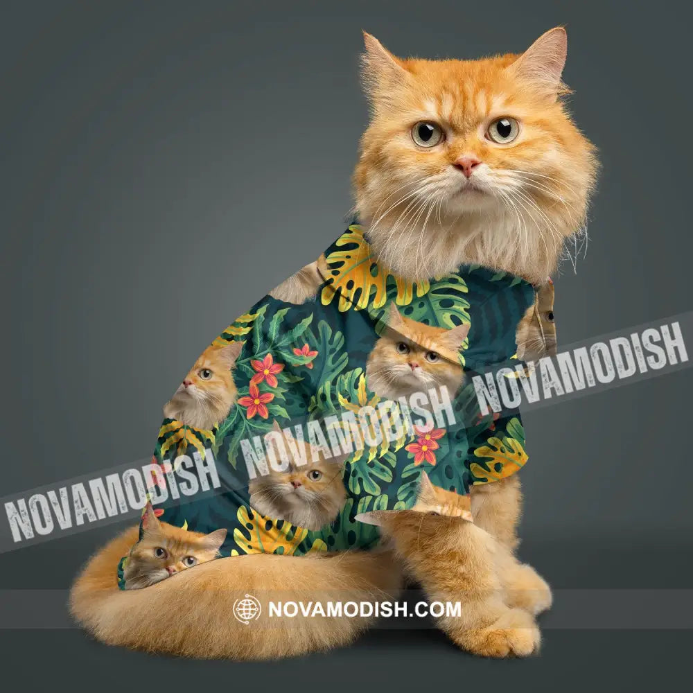 Personalized Cutie Kitty Hawaiian Shirt Custom Pet Photo Gift