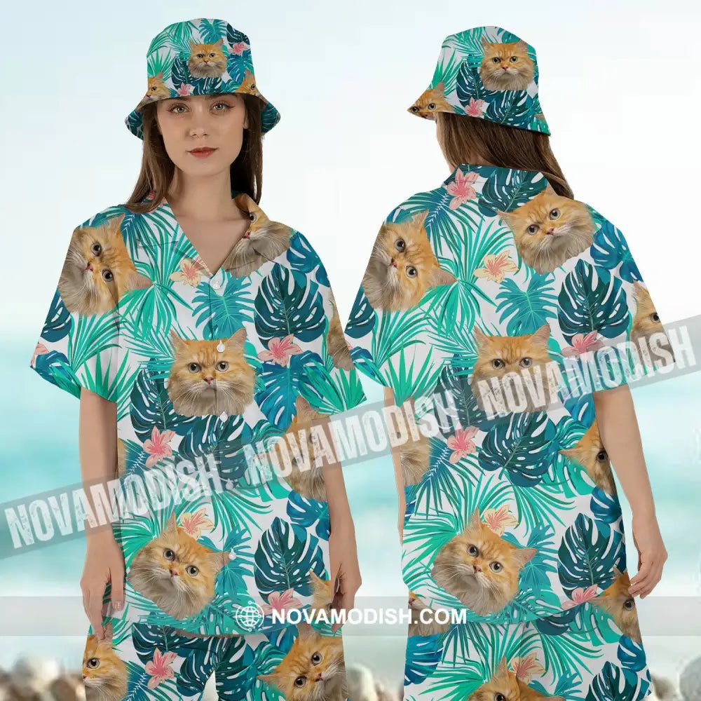 Personalized Cutie Kitty Hawaiian Shirt Custom Pet Photo Gift