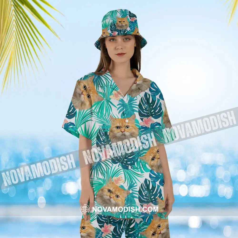 Personalized Cutie Kitty Hawaiian Shirt Custom Pet Photo Gift S