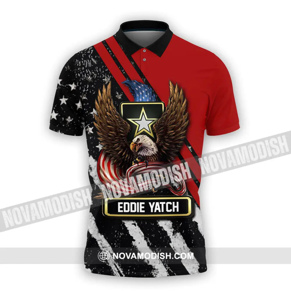 Personalized Eagle Us Flag Army Veteran Polo Shirt Gift For Veterans Apparel