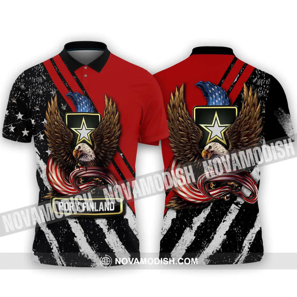 Personalized Eagle Us Flag Army Veteran Polo Shirt Gift For Veterans / S Apparel