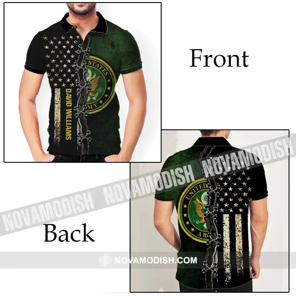 Personalized Half Flag Army Veteran 3D Polo Shirt Gift For Veterans Apparel