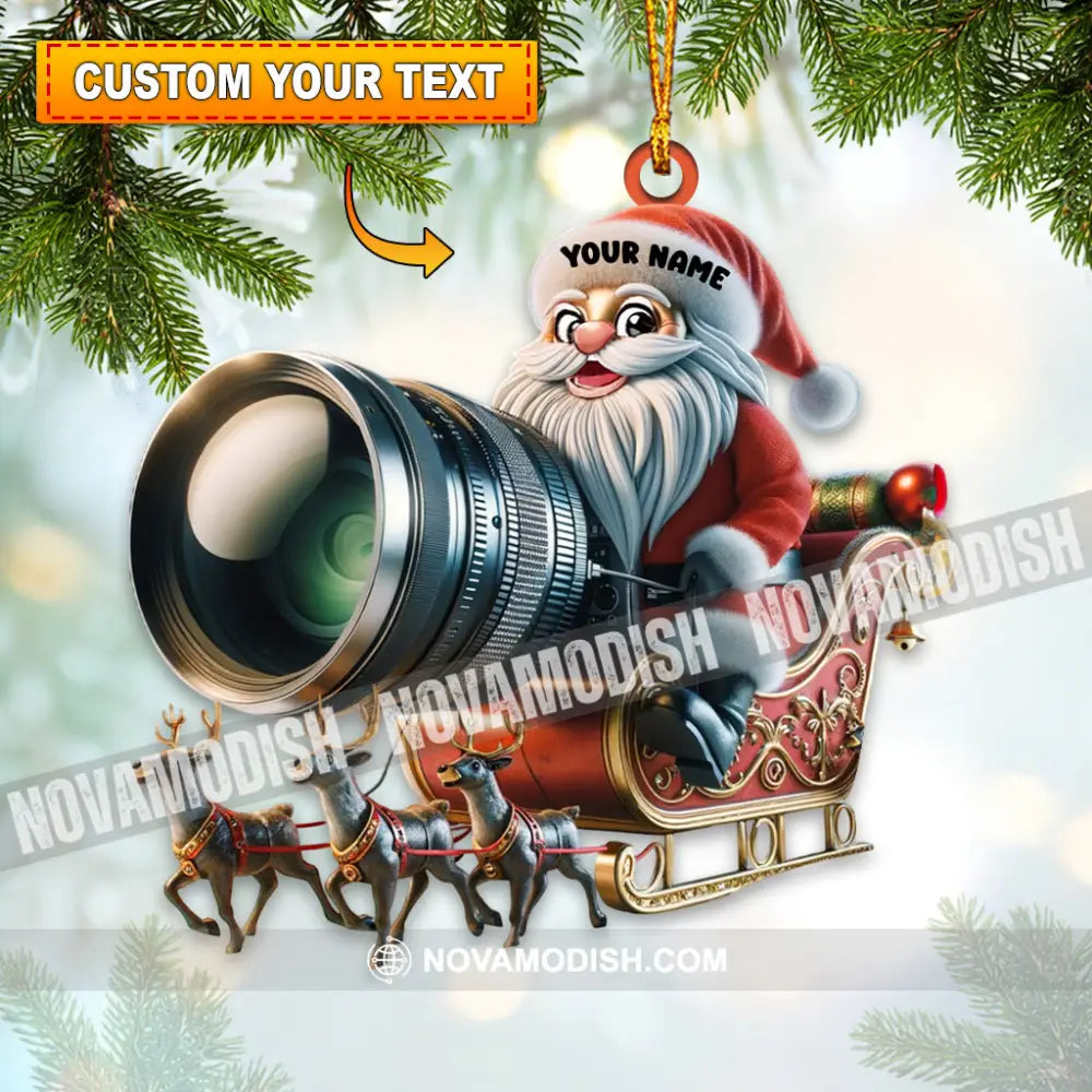 Photographer Santa Coming Christmas Home Decor Ornament Personalized 3.54’’ / 1