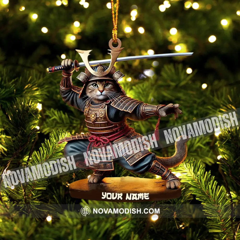 Samurai Cat Christmas Home Decor Ornament Personalized