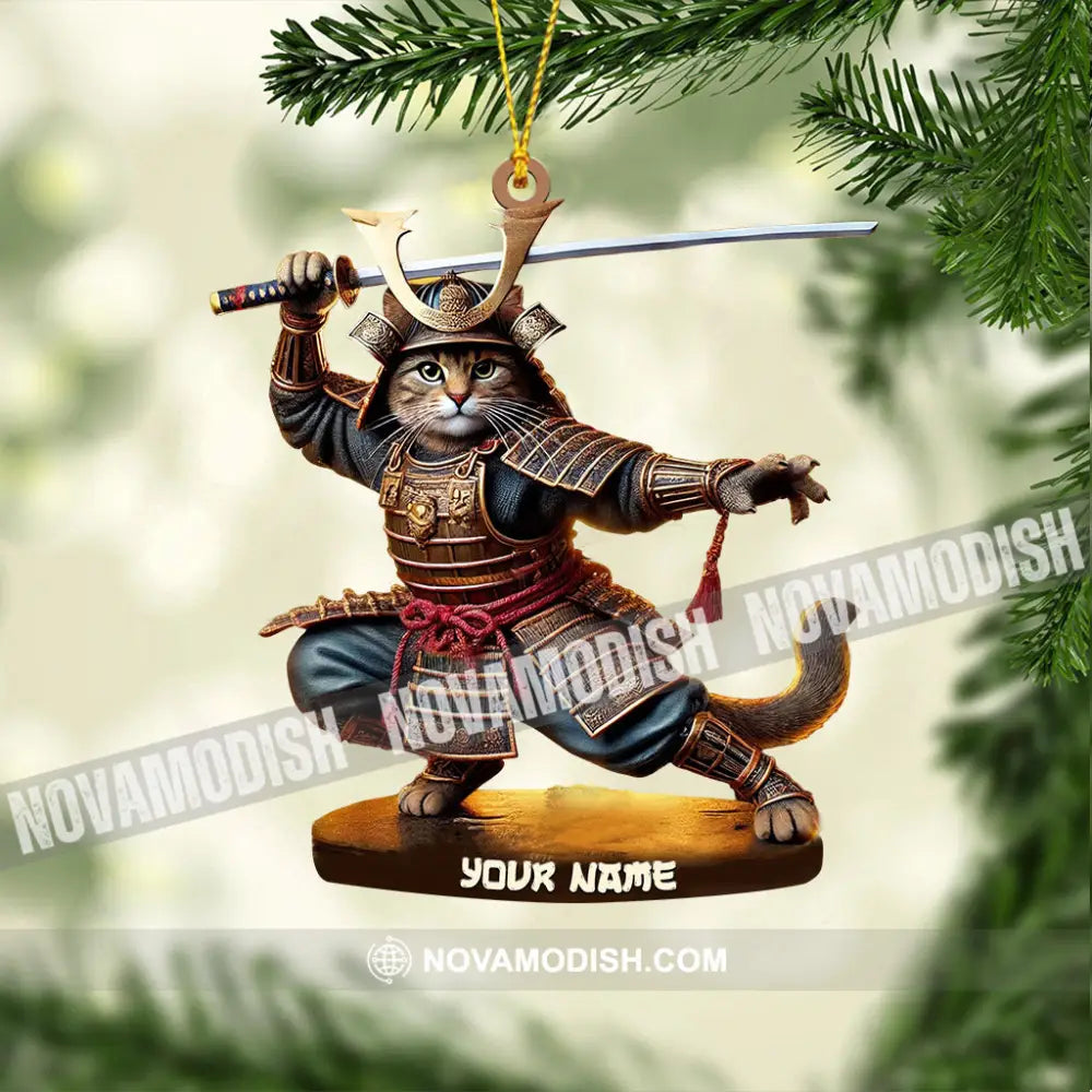 Samurai Cat Christmas Home Decor Ornament Personalized