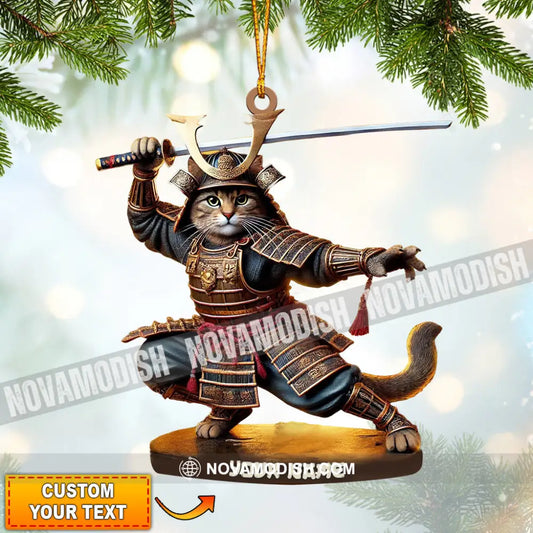 Samurai Cat Christmas Home Decor Ornament Personalized