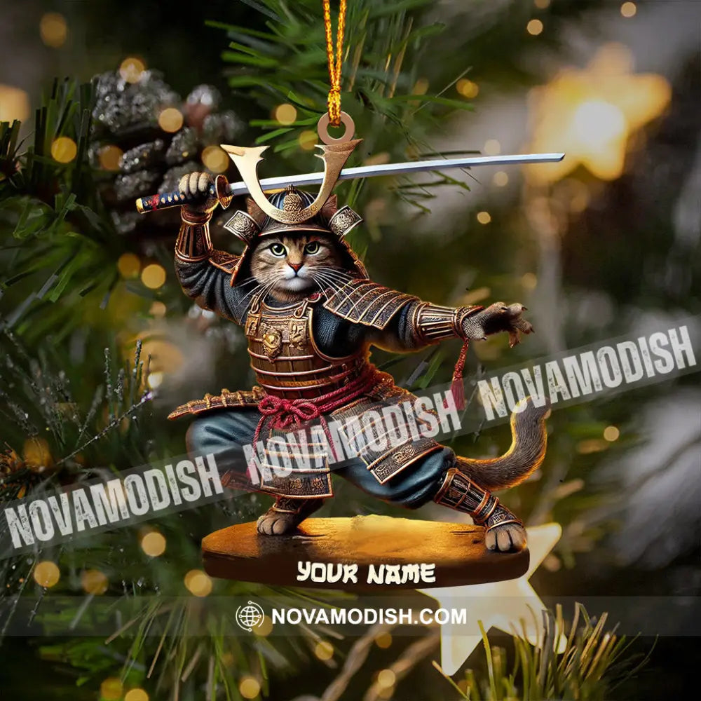 Samurai Cat Christmas Home Decor Ornament Personalized