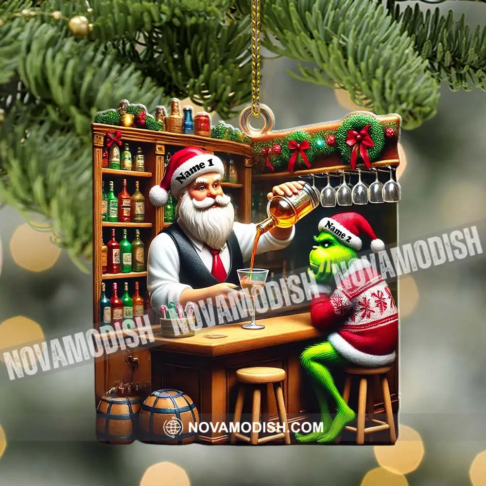 Santa And Elf Bar Christmas Ornament Personalized