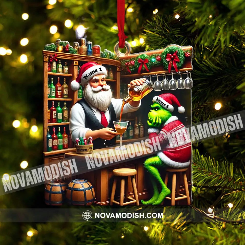 Santa And Elf Bar Christmas Ornament Personalized