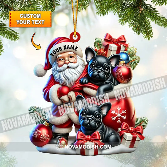 Santa And French Bulldog Home Decor Christmas Ornament Personalized 3.54’’ / 1